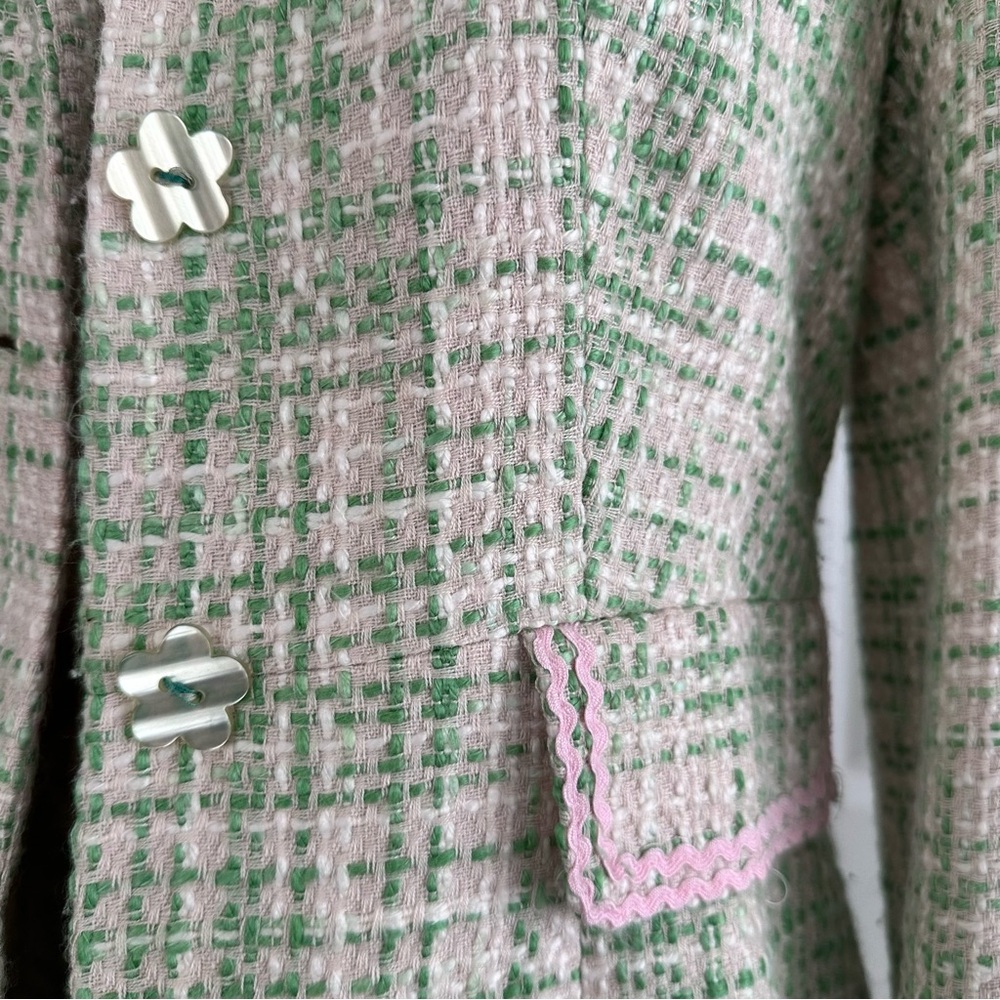 Isabel & Nina Elegant Green Tweed Women's Long Jacket and Skirt Suit, Size 2 - Picture 9 of 16